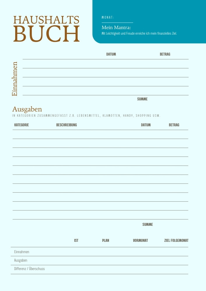 Haushaltsbuch sparen fuer Reisen