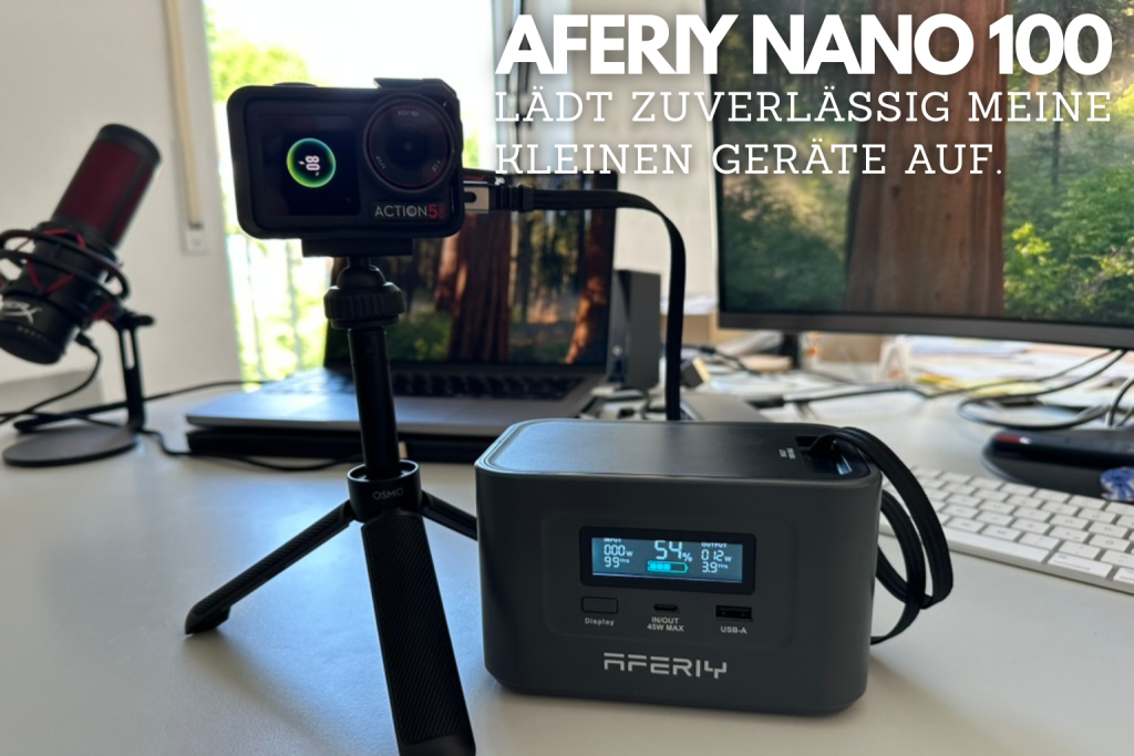AFERIY NANO 100 Powerbank lädt DJI OSMO ACTION